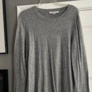 LOFT Grey Boatneck Sweater with tie sleeves, Size L